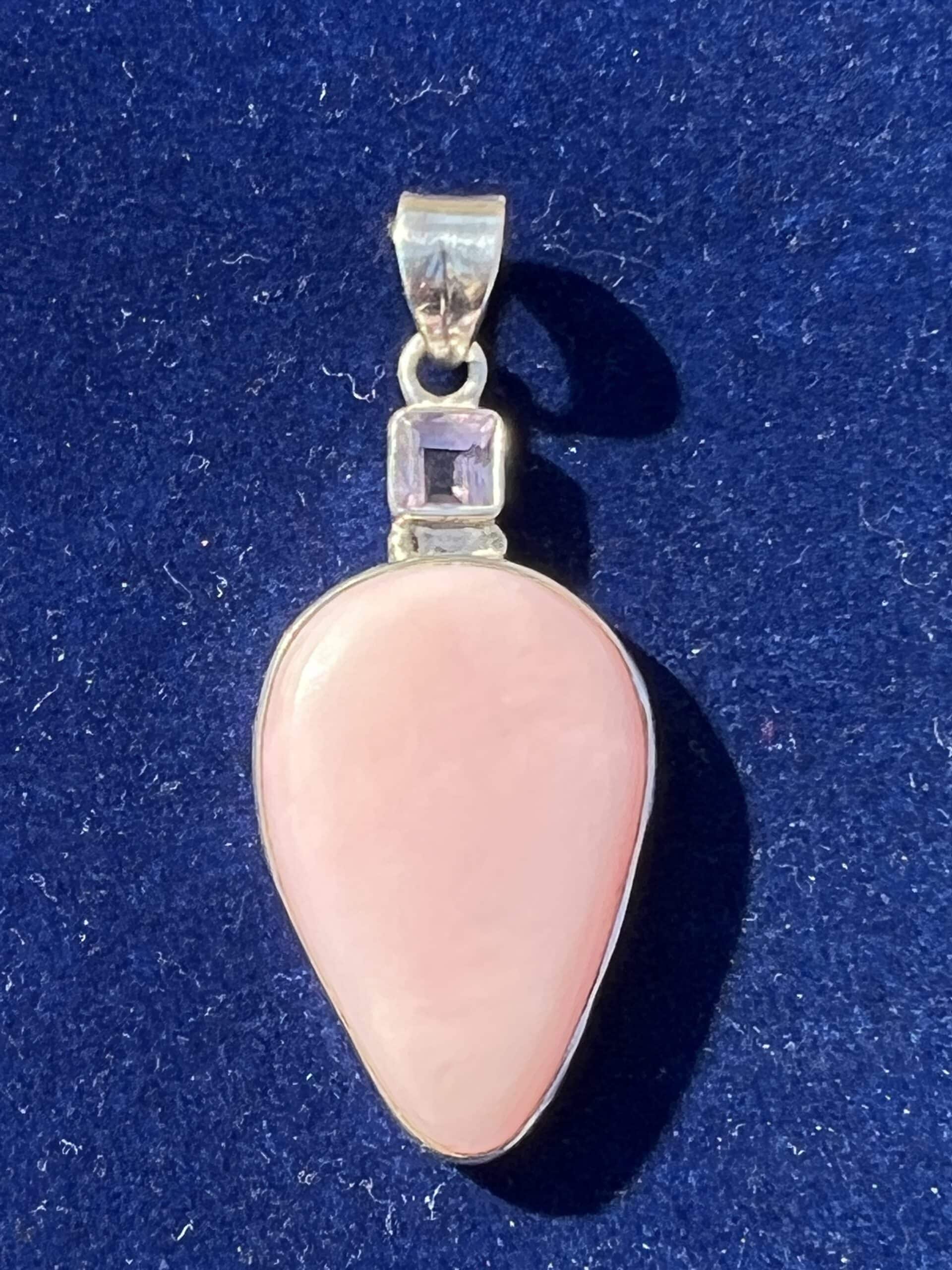 Amethyst and Pink Hemimorphite in Sterling Silver Pendant