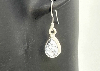 Dendritic Agate Pear Shaped Dangle Earrings Sterling Silver