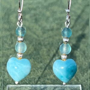 Angel Aura and Amazonite Sterling Silver Heart Earrings