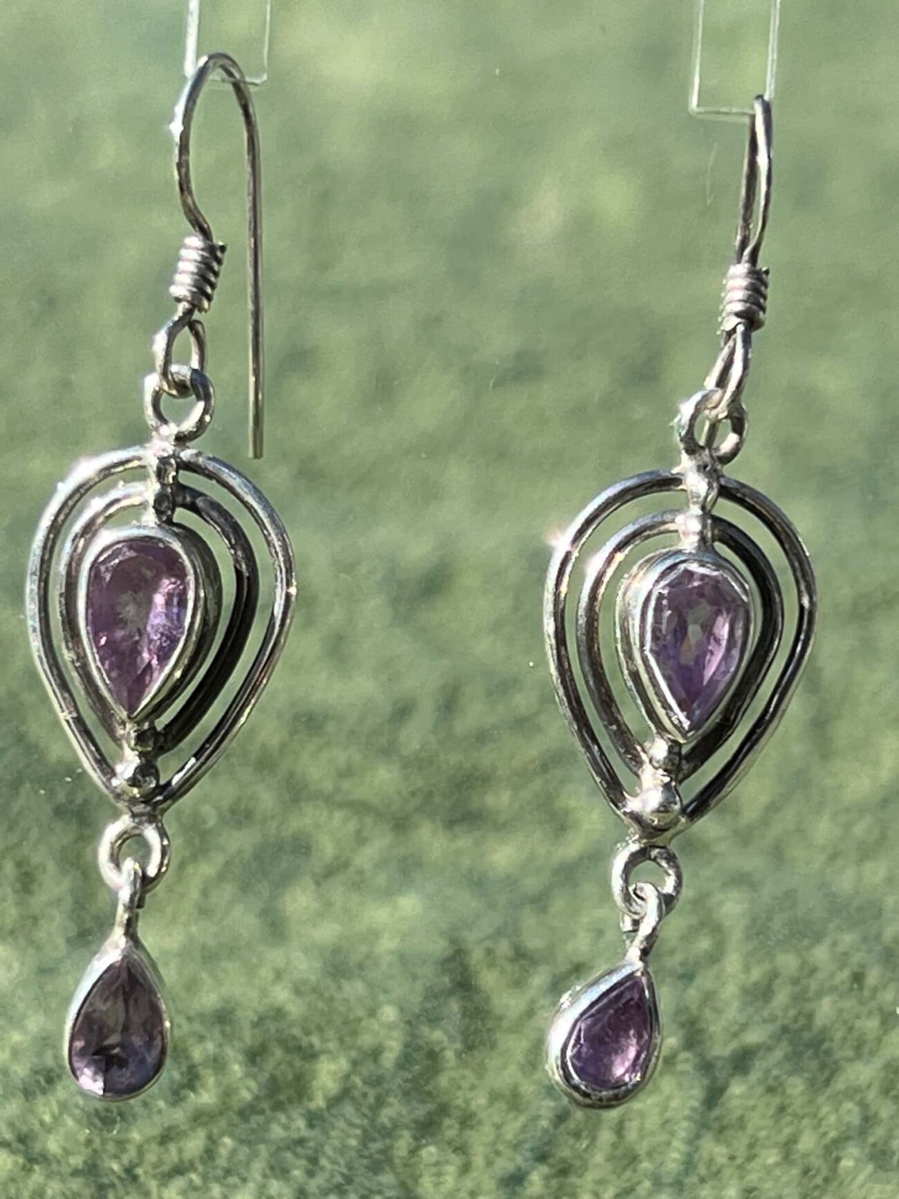 Amethyst Drop Earrings in Sterling Silver