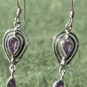 Amethyst Drop Earrings in Sterling Silver
