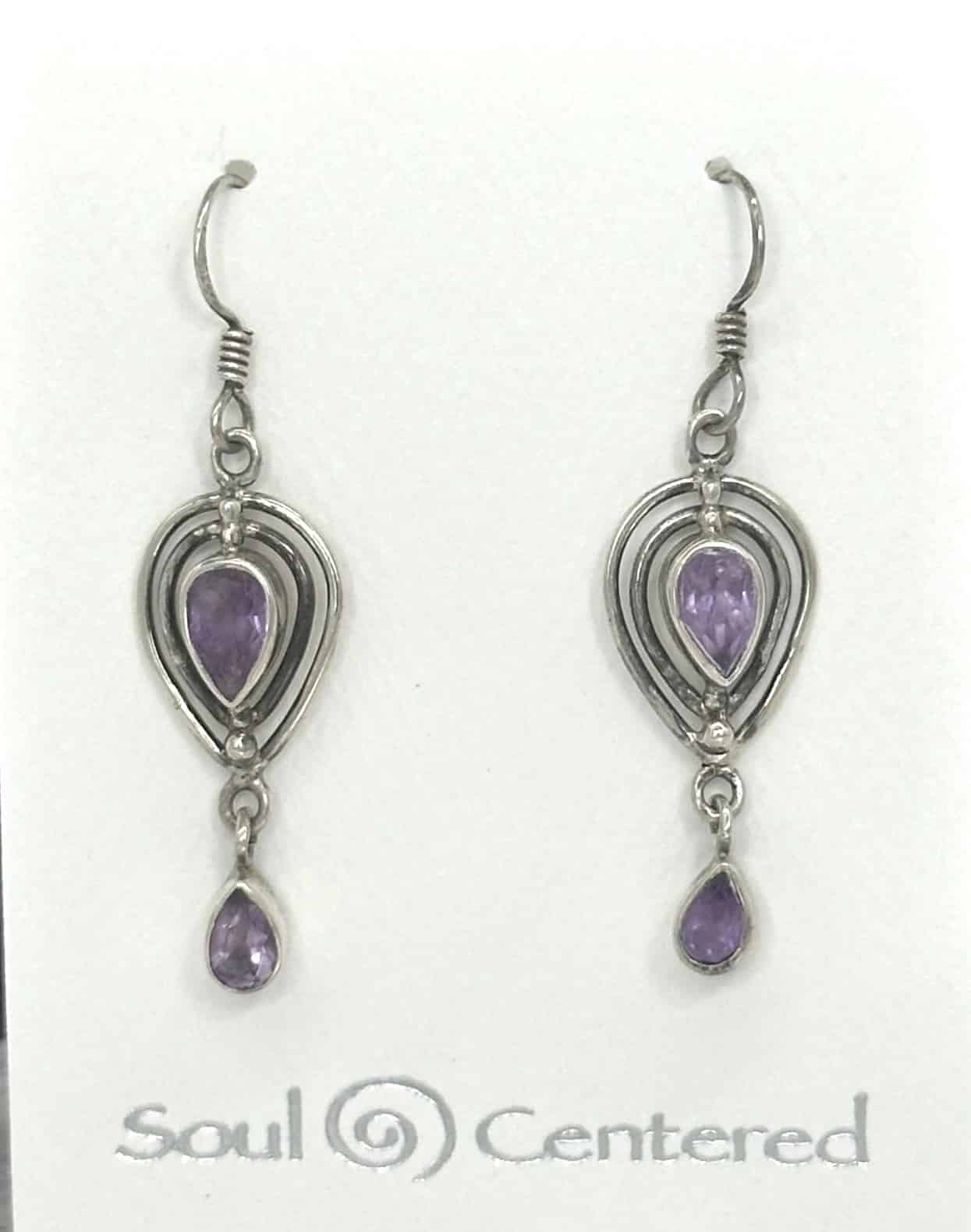 Amethyst Drop Earrings in Sterling Silver