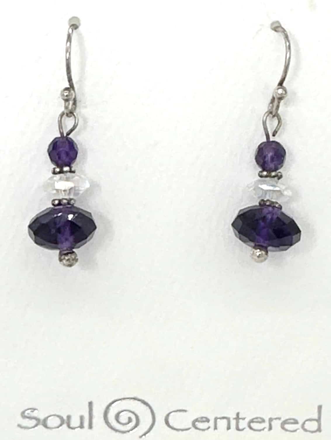 Amethyst and Angel Aura Sterling Silver Drop Earrings