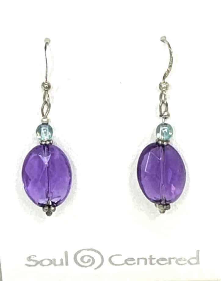 Amethyst and Aqua Aura Drop Earrings in Sterling Silve