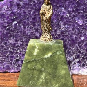 24 Karat Gold Dipped Kuan Yin Statue on Serpentine