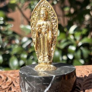 24KT Gold Guilded Buddha on Zebra Marble Statue 2