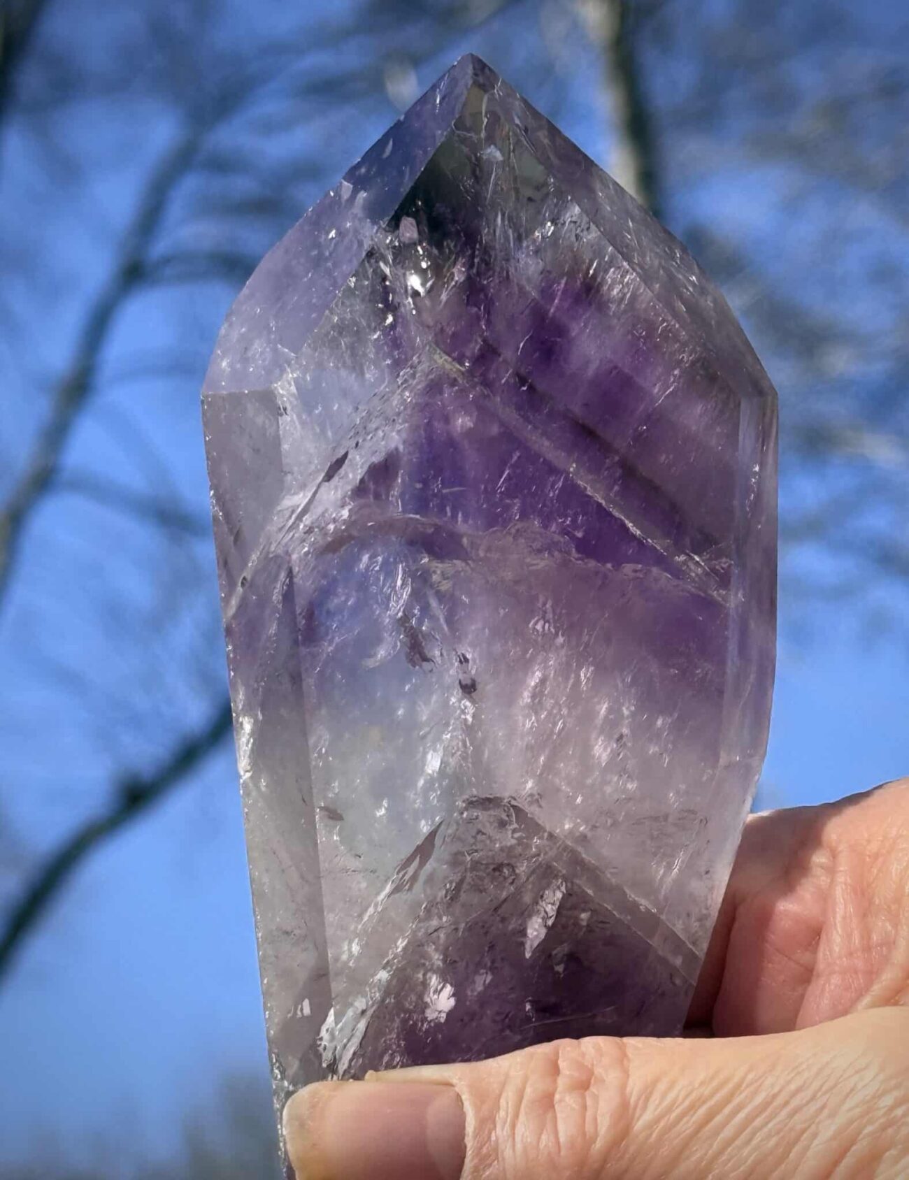 Channeling Chevron Amethyst Point Brazilian old stock crystal specimen.