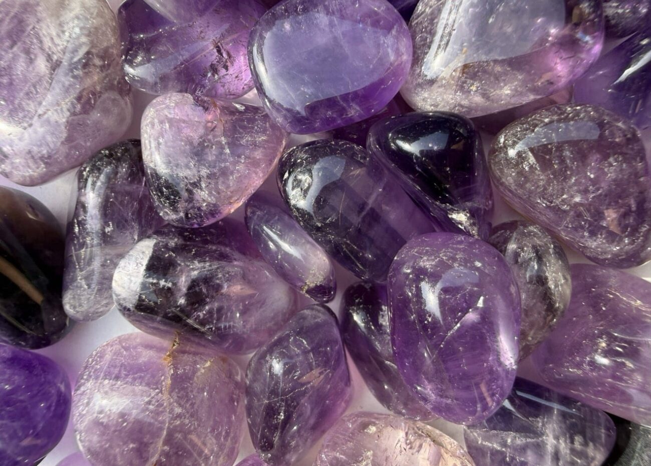 Amethyst Grade A Tumbled Stones with rich purple color and natural transparency