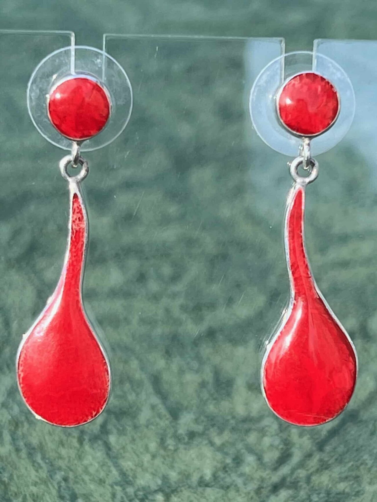 Coral Freeform Earrings in Sterling Silver