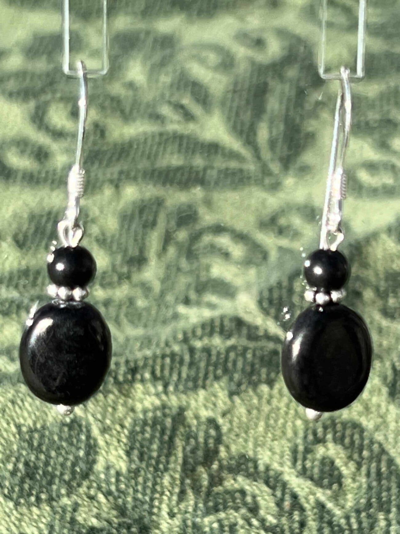 Jet Drop Earrings in Sterling Silver