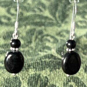 Jet Drop Earrings in Sterling Silver
