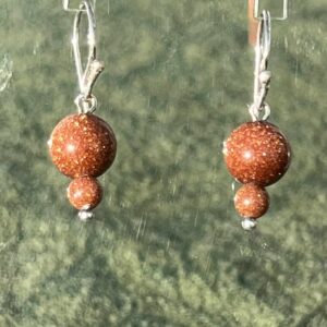 Goldstone Bead Earrings in Sterling Silver