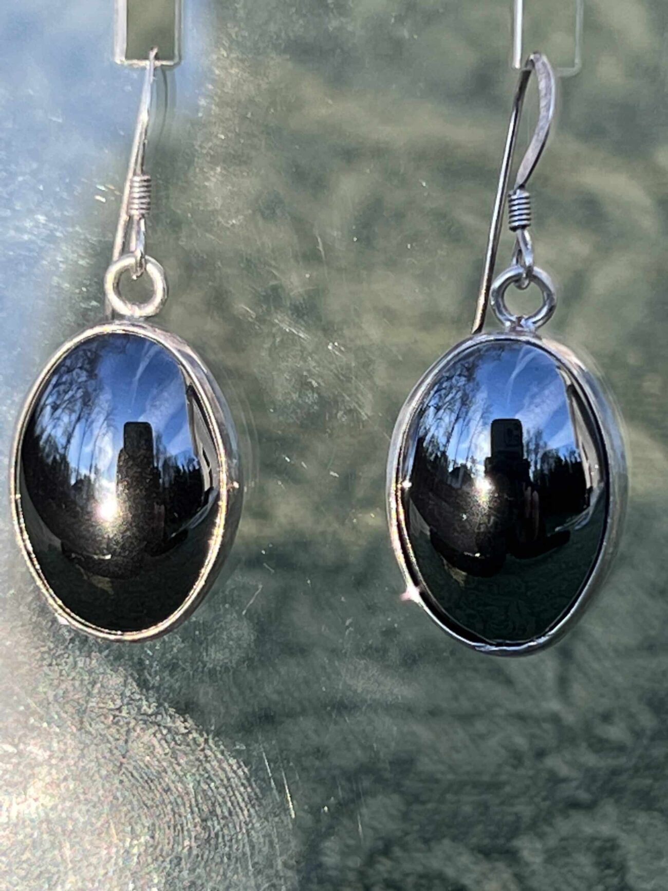 Hematite and Sterling Silver Drop Earrings