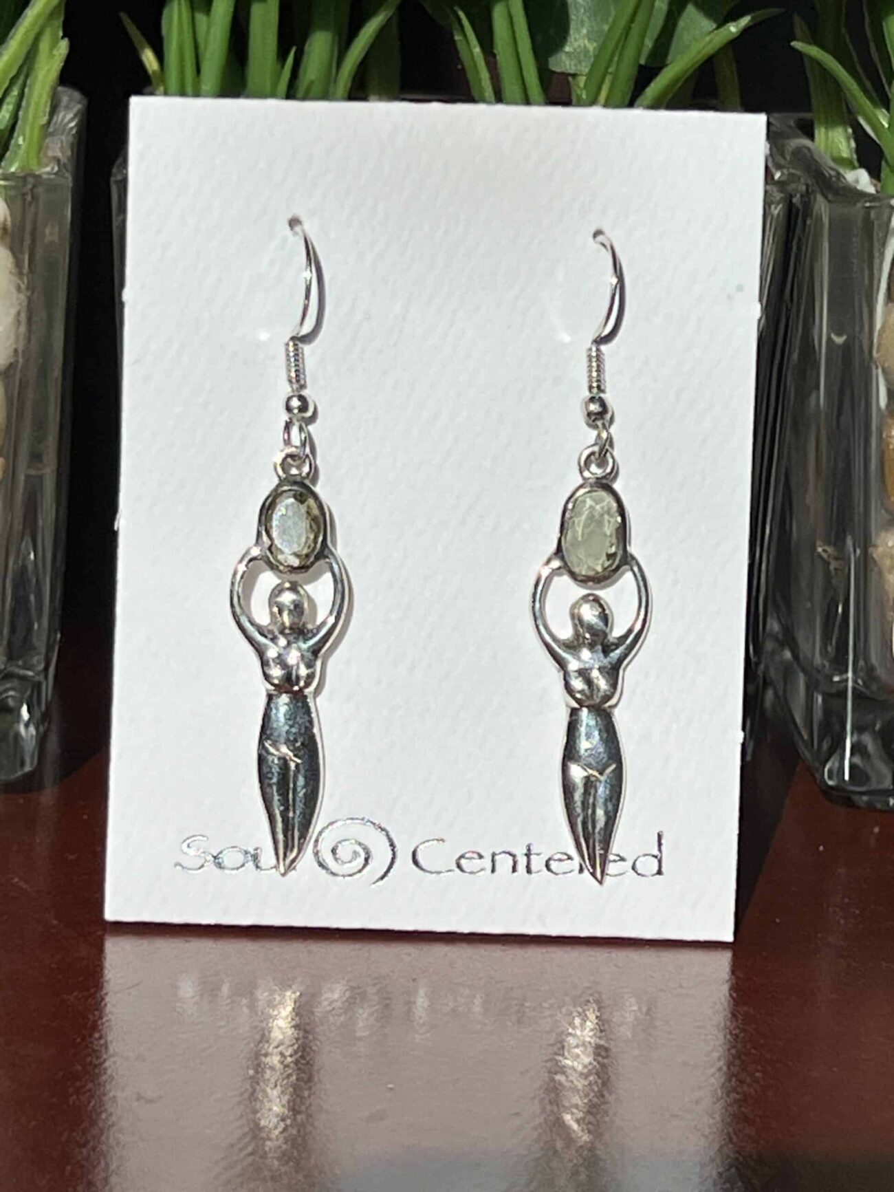 Moldavite Goddess Earrings 01 (Rare)
