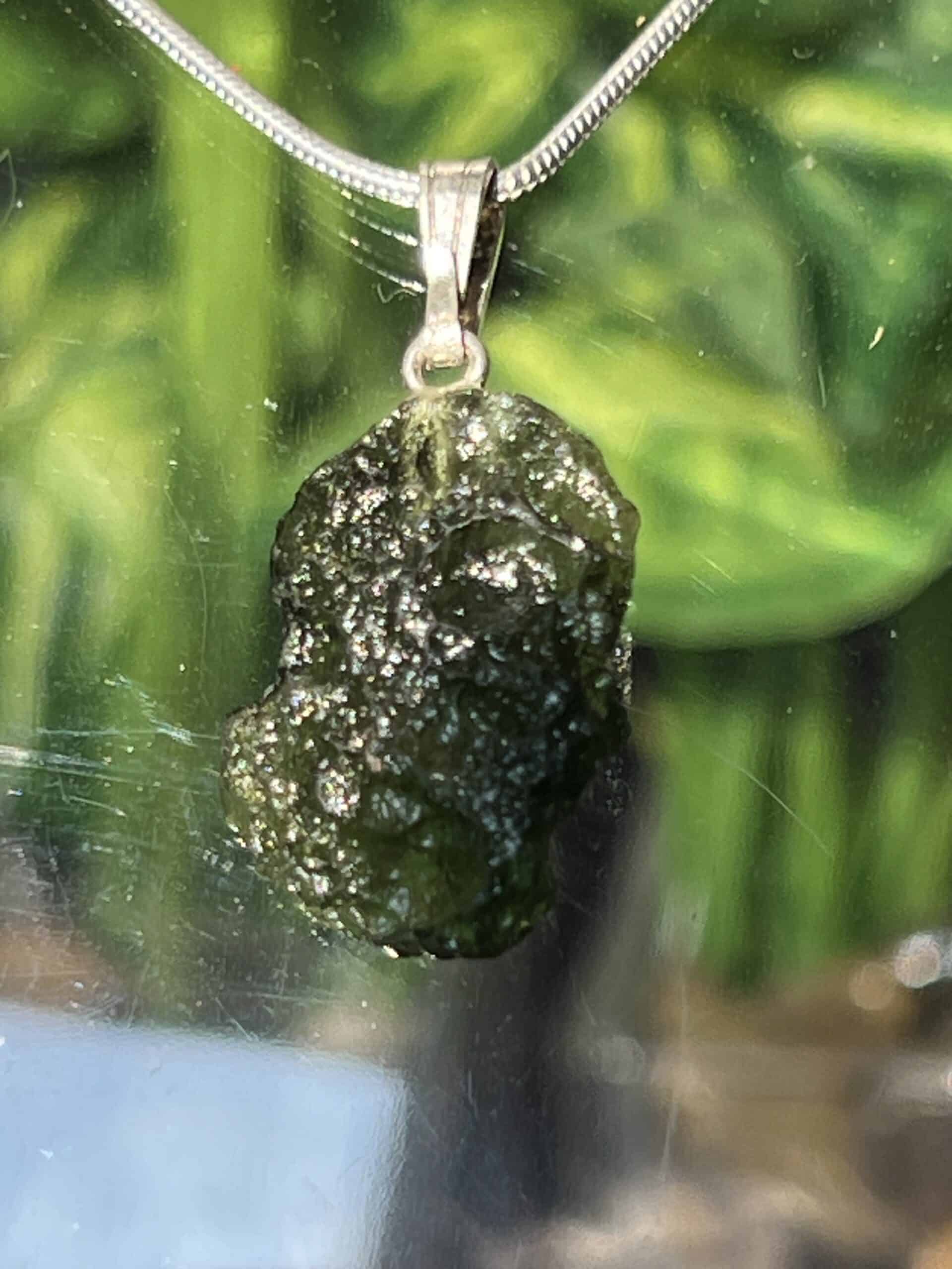 Raw Moldavite Pendant (Rare)