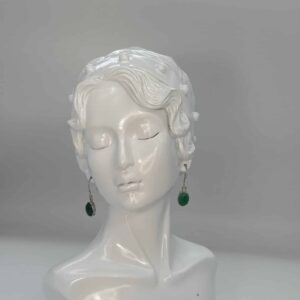 Green Agate Earrings in Sterling Silver