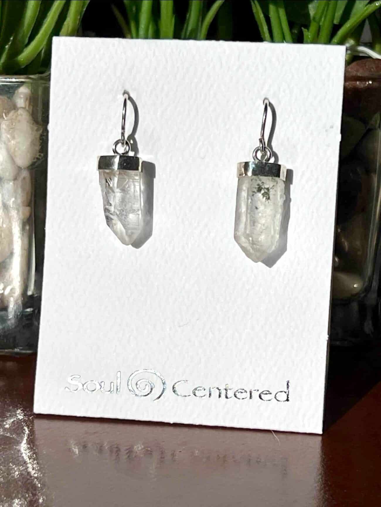 Lemurian Seed Crystal (one with Chlorite)  Earrings