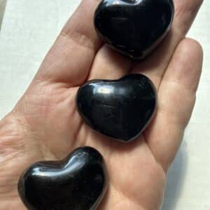 Small Jet Heart Crystal for Protection, Grounding and Anxiety Relief