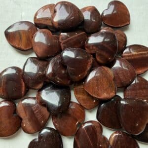 Red Tiger’s Eye Flat Heart for Energy, Motivation and Confidence