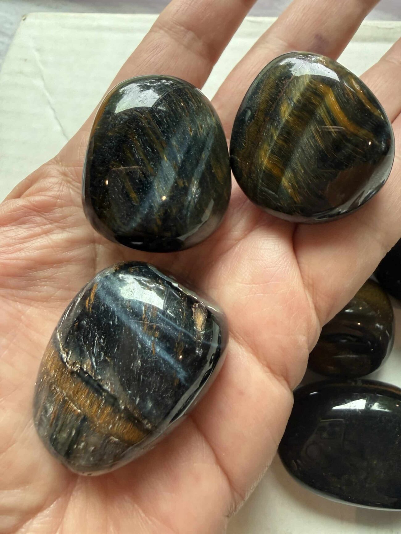 Blue Tiger’s Eye Premium Tumbled Stone for Calm Focus and Mental Clarity