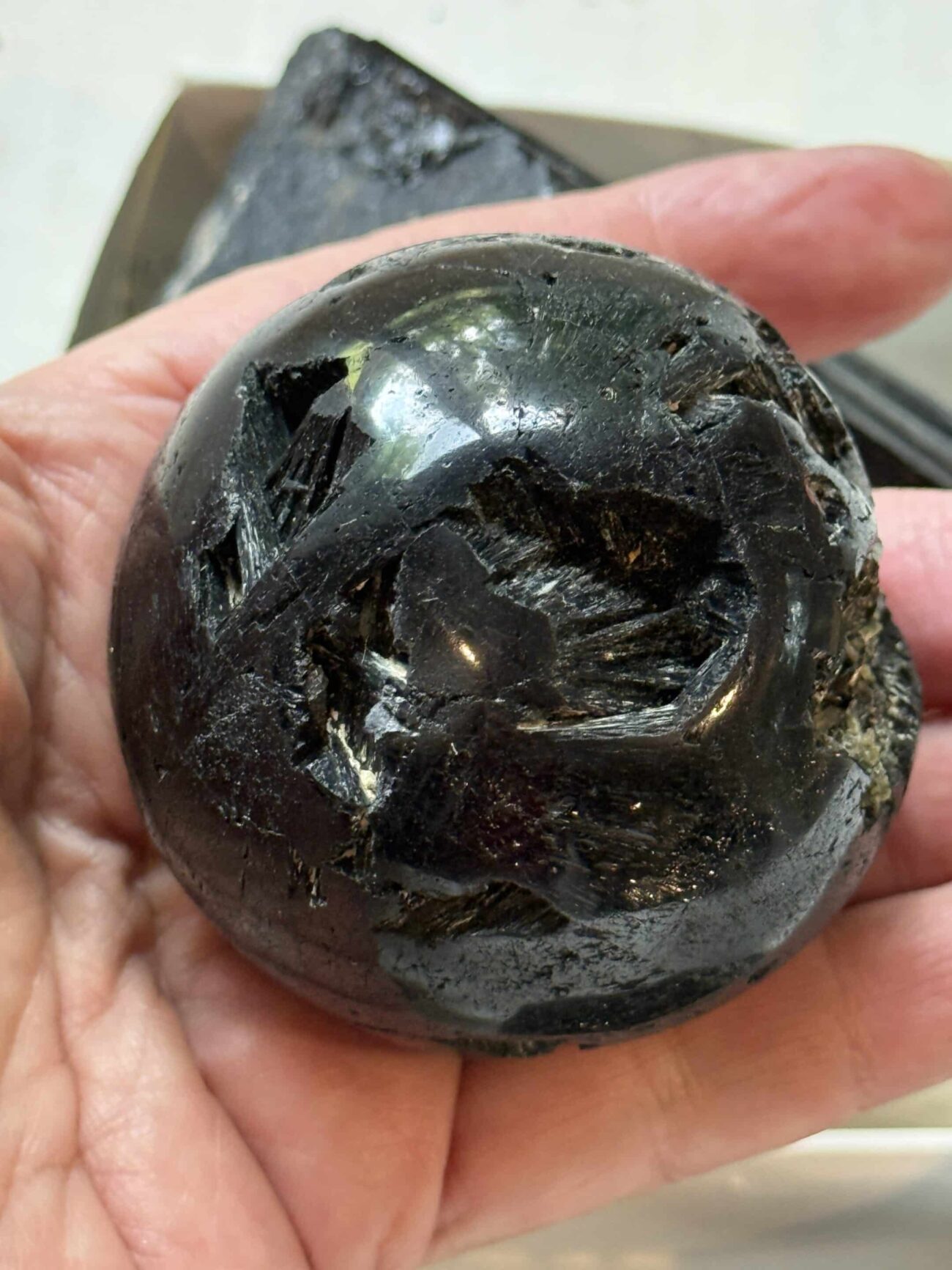 Black Tourmaline Sphere 2.26 Inch 9.4 oz – Protection & Grounding