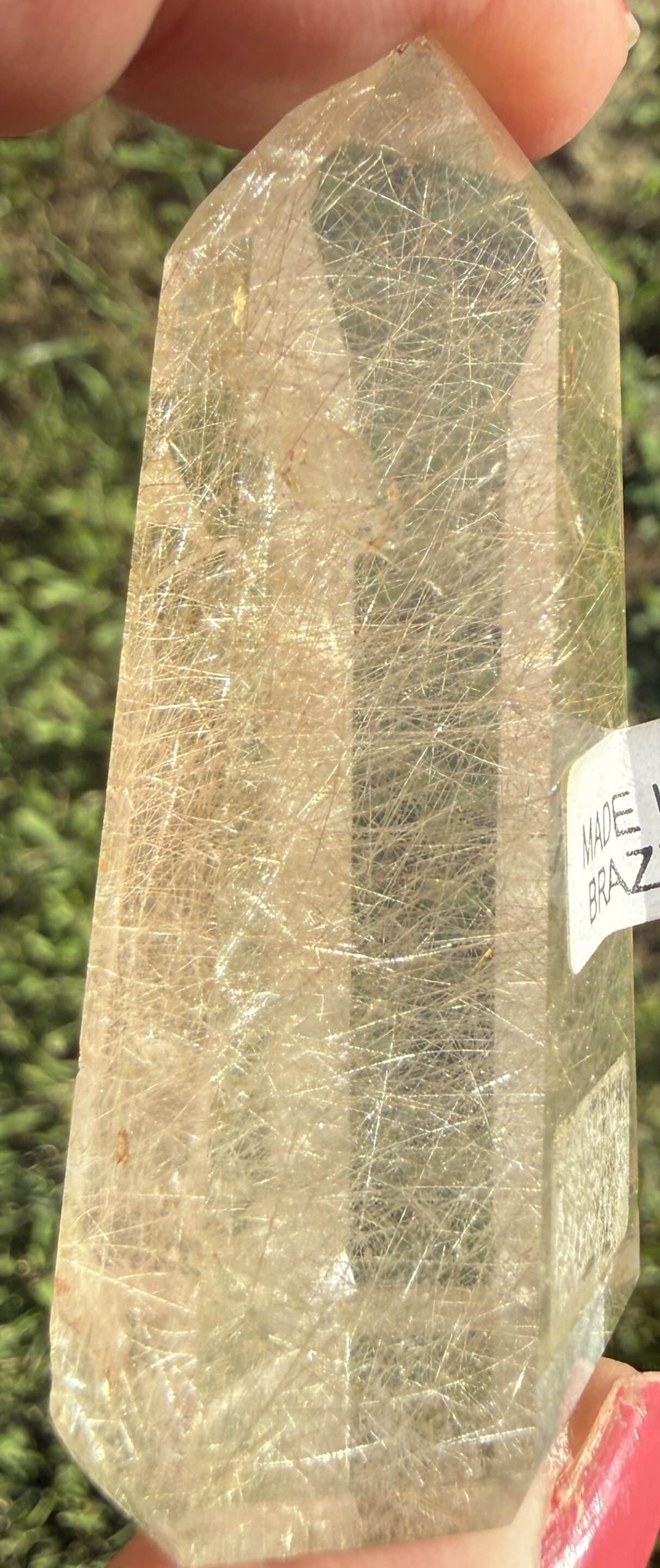 Rutilated Quartz Golden Crystal Point with golden rutile inclusions