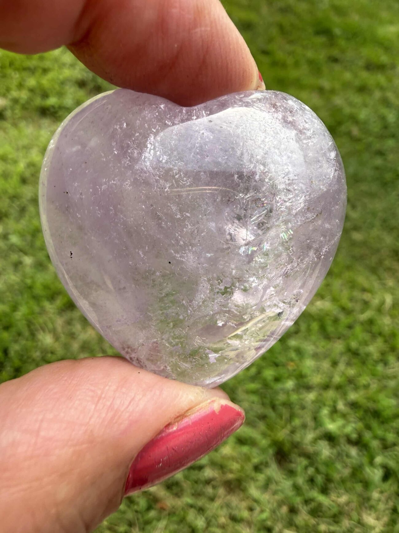 Large 1.5 inch Amethyst Puffy Heart with natural purple color