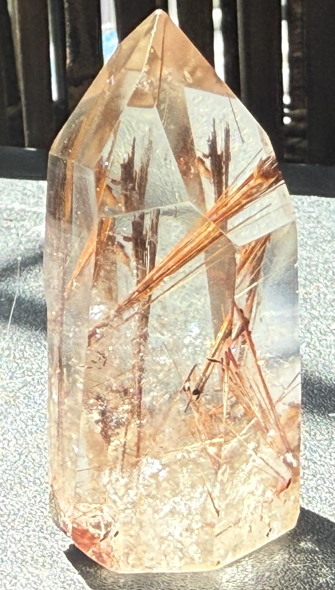 Rutilated Quartz Bold Rutile Point with reddish gold rutile inclusions