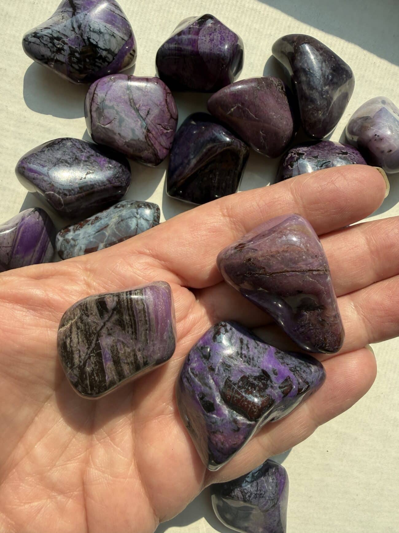 Extra Large Sugilite tumbled stones in rich purple, violet, lavender, and natural matrix