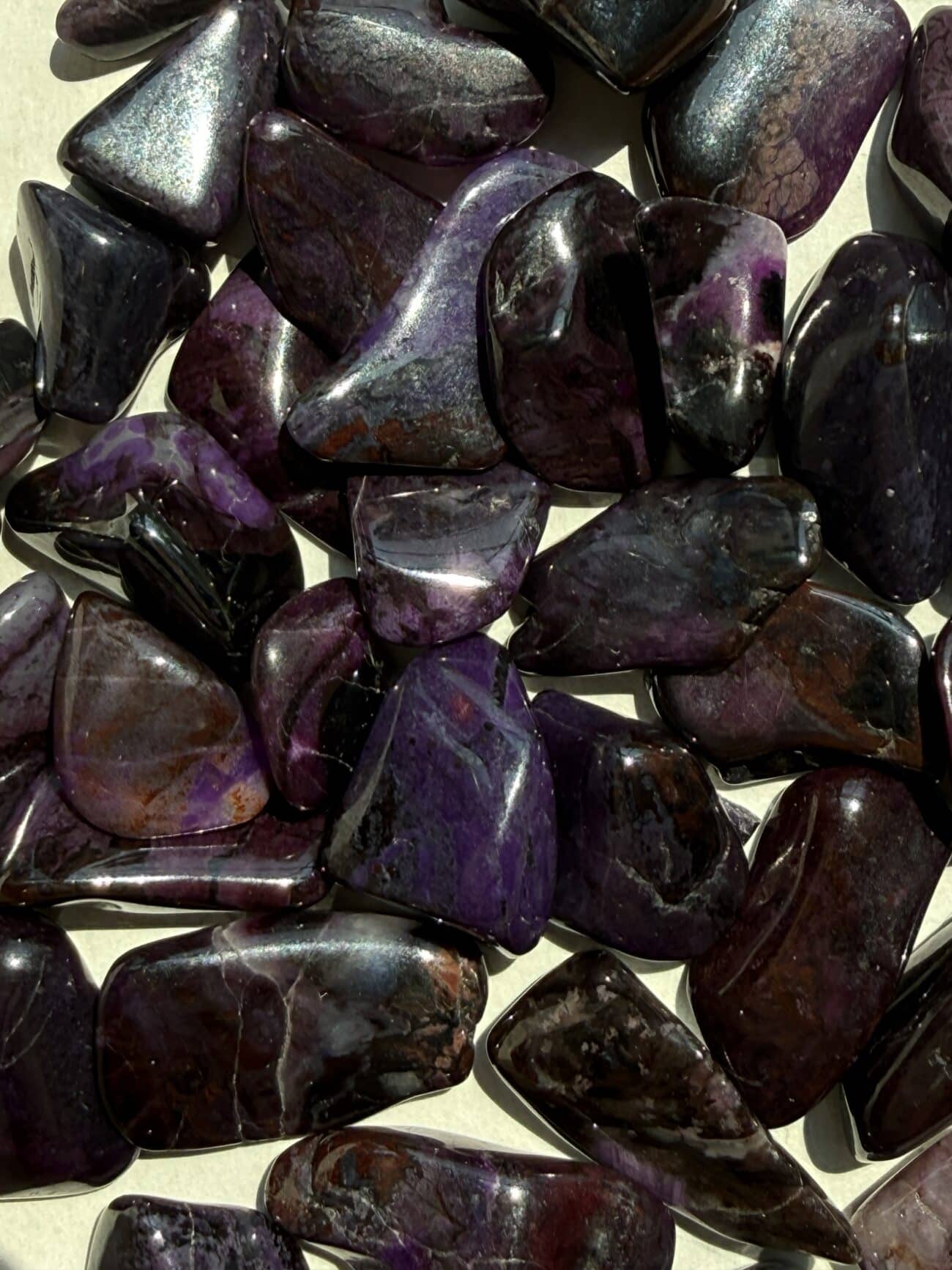 Sugilite Rich Purple Tumbled Stones in vivid violet, grape, plum, and deep purple tones