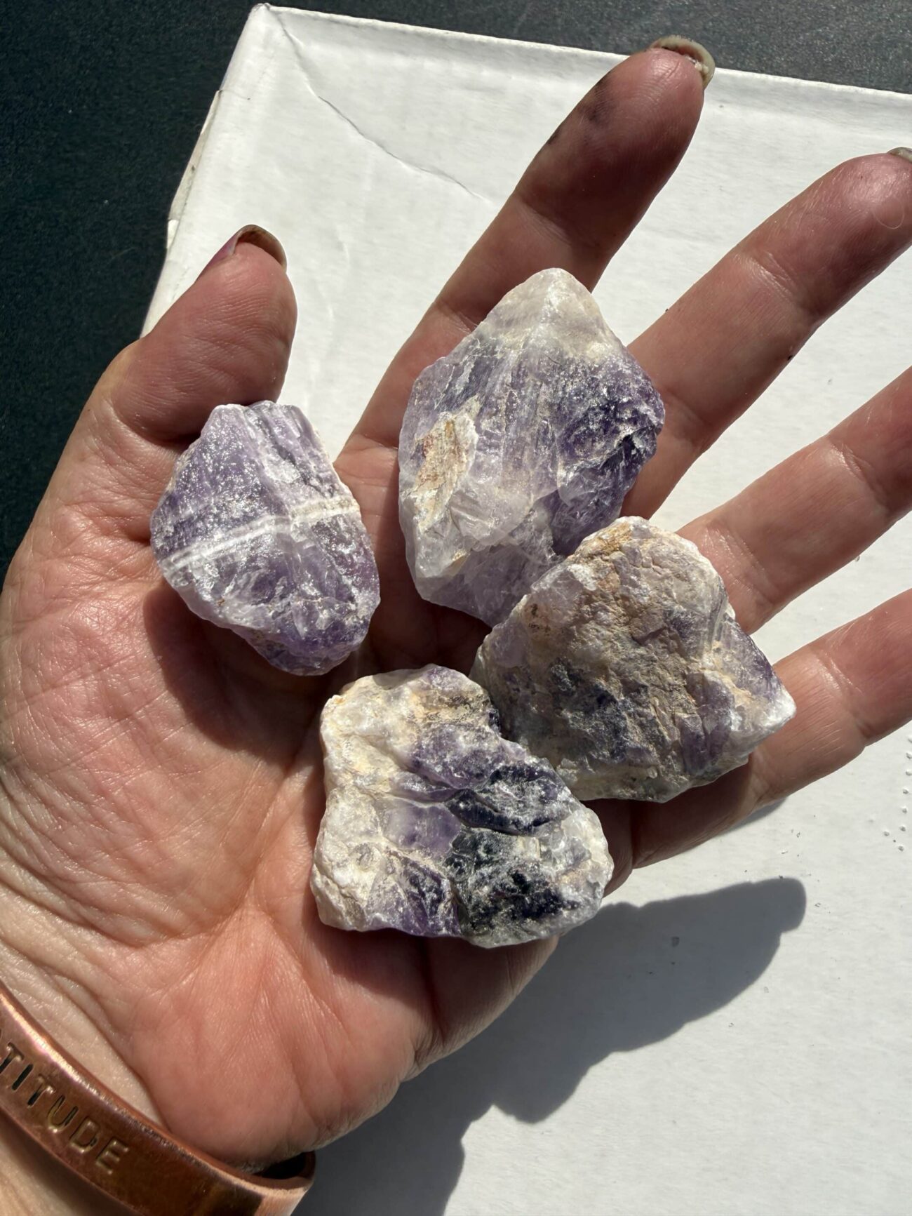 Natural Rough Chevron Amethyst with purple and white banding